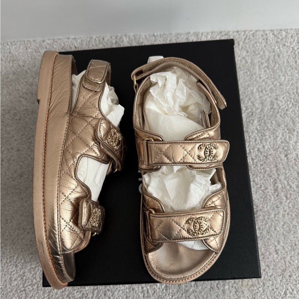 Bronze Chanel Dad Sandals